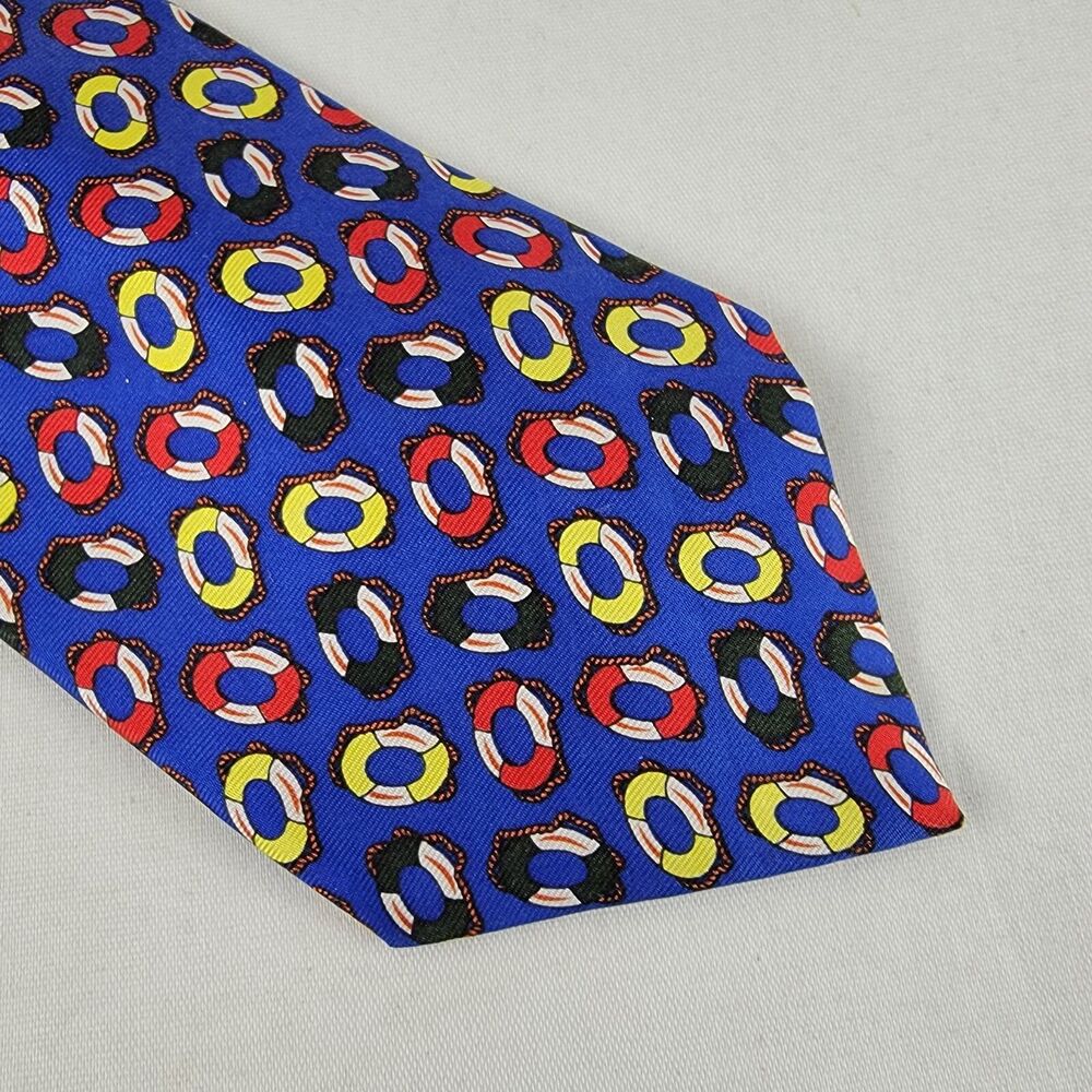 GAP Neck Tie Mens Blue Silk Life Saver Rings Nautical Boating Preppy Made in USA